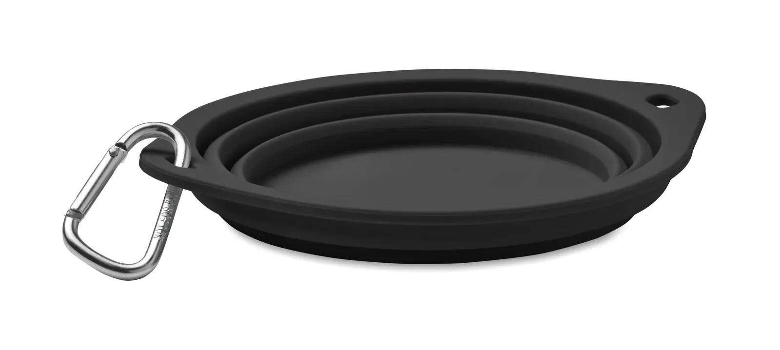 Kolapdier – Collapsible Portable Silicone Single Drinking or Food PET Bowl with Carabiner — Black