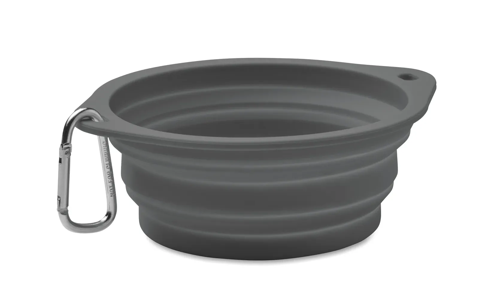 Kolapdier – Collapsible Portable Silicone Single Drinking or Food PET Bowl with Carabiner — Stone Grey