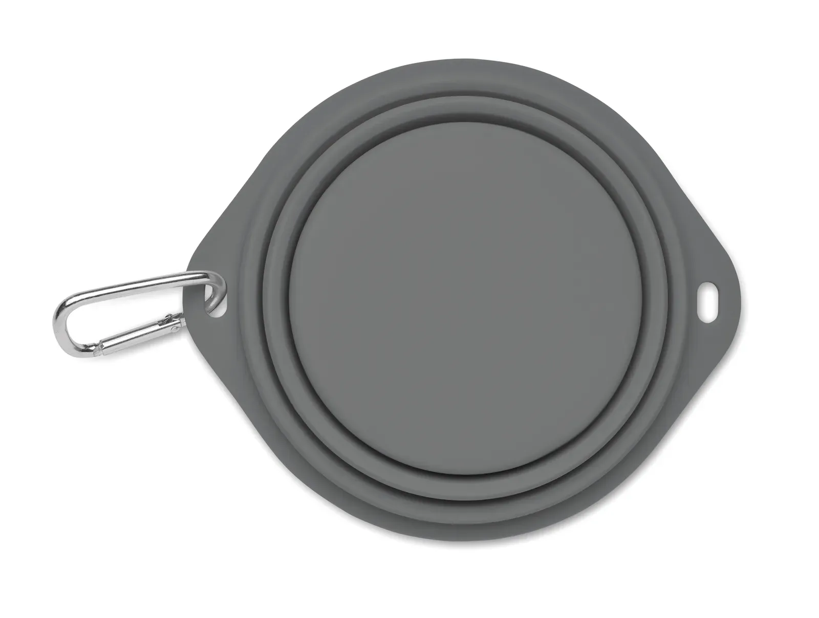 Kolapdier – Collapsible Portable Silicone Single Drinking or Food PET Bowl with Carabiner — Stone Grey