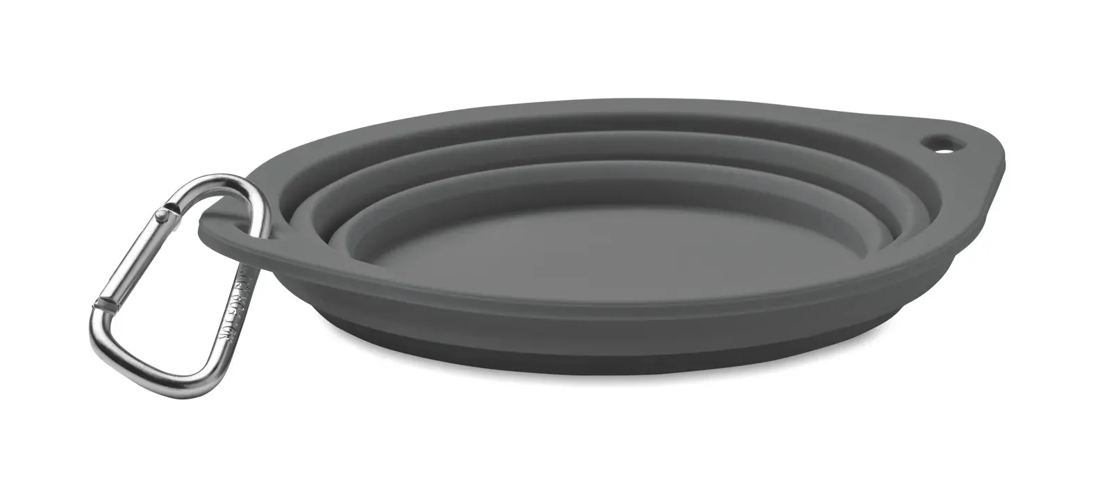 Kolapdier – Collapsible Portable Silicone Single Drinking or Food PET Bowl with Carabiner — Stone Grey