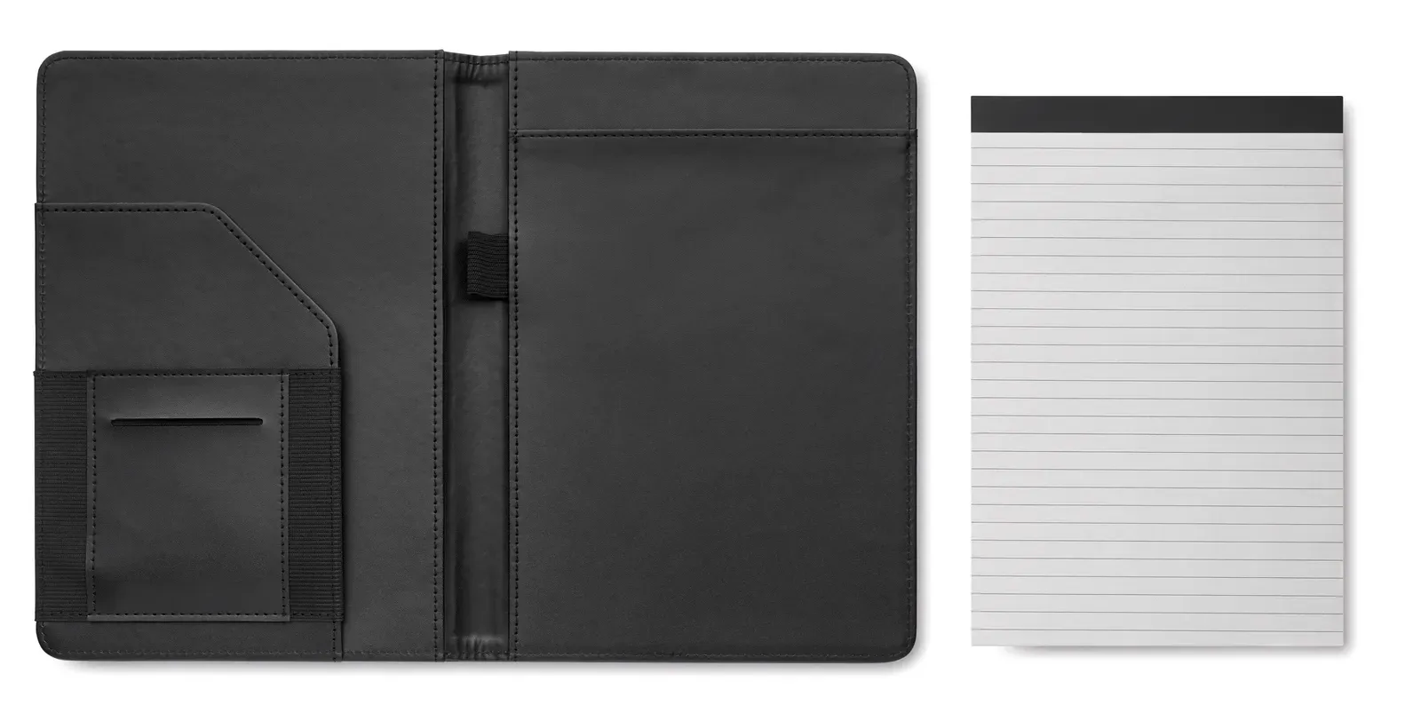 Folio A5 RPET Portfolio – Replaceable Bamboo Paper Notepad & Card Holders — Black