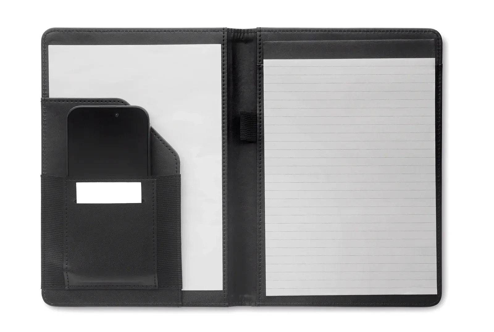 Folio A5 RPET Portfolio – Replaceable Bamboo Paper Notepad & Card Holders — Black
