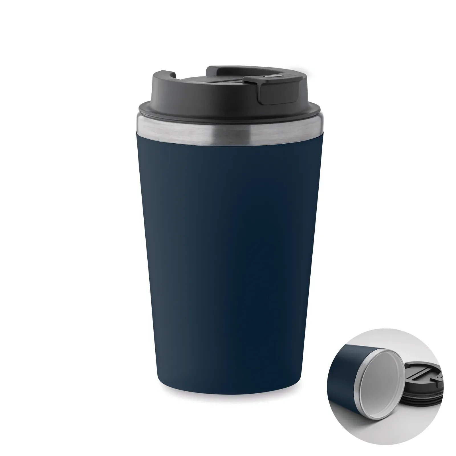 Blerm – Double Wall Tumbler in PP Outer Wall with Inner Wall in Recycled Stainless Steel — French Navy