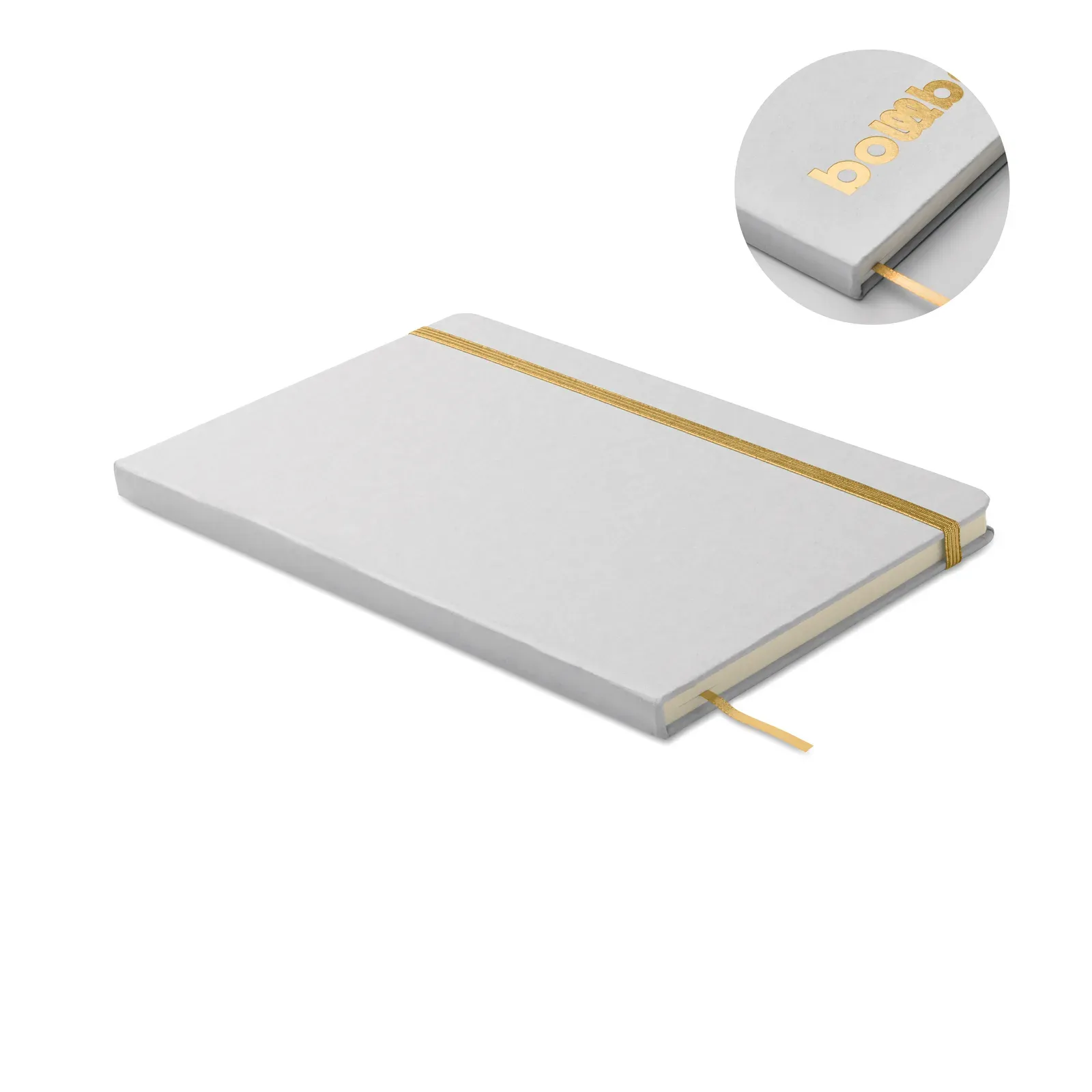 Route White A5 Recycled Carton Notebook – Colour-Reveal Laser Engraving, 160-Page Refill — Gold