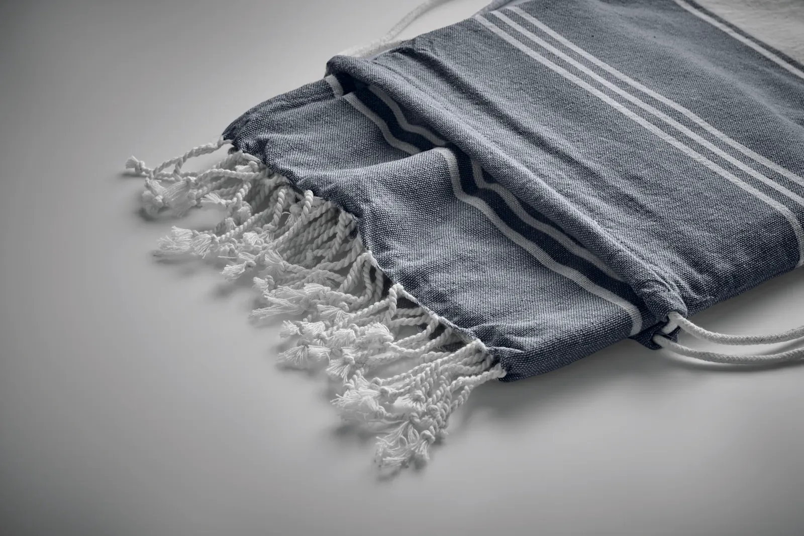 Hamma Recycled Cotton Hammam Towel & Drawstring Bag Set — Blue