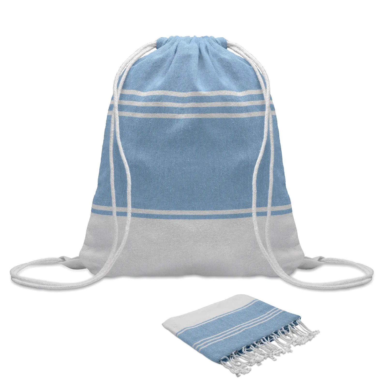 Hamma Recycled Cotton Hammam Towel & Drawstring Bag Set — Turquoise