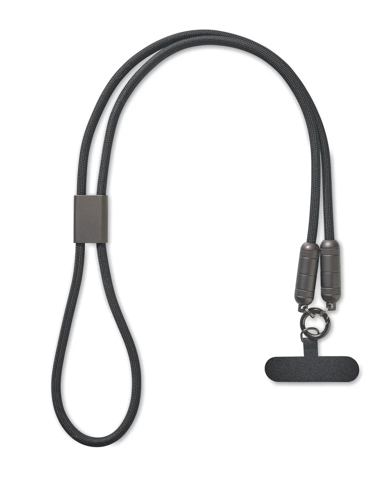 Shaka 60W Lanyard Charging Cable – RPET with Phone Cord Holder — Black