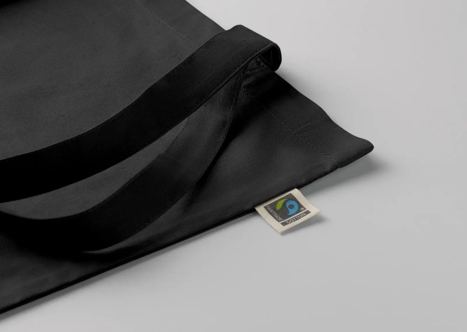 Cotton Shopping Bag Osole+ Colour with Long Handles 38X42 cm — Black