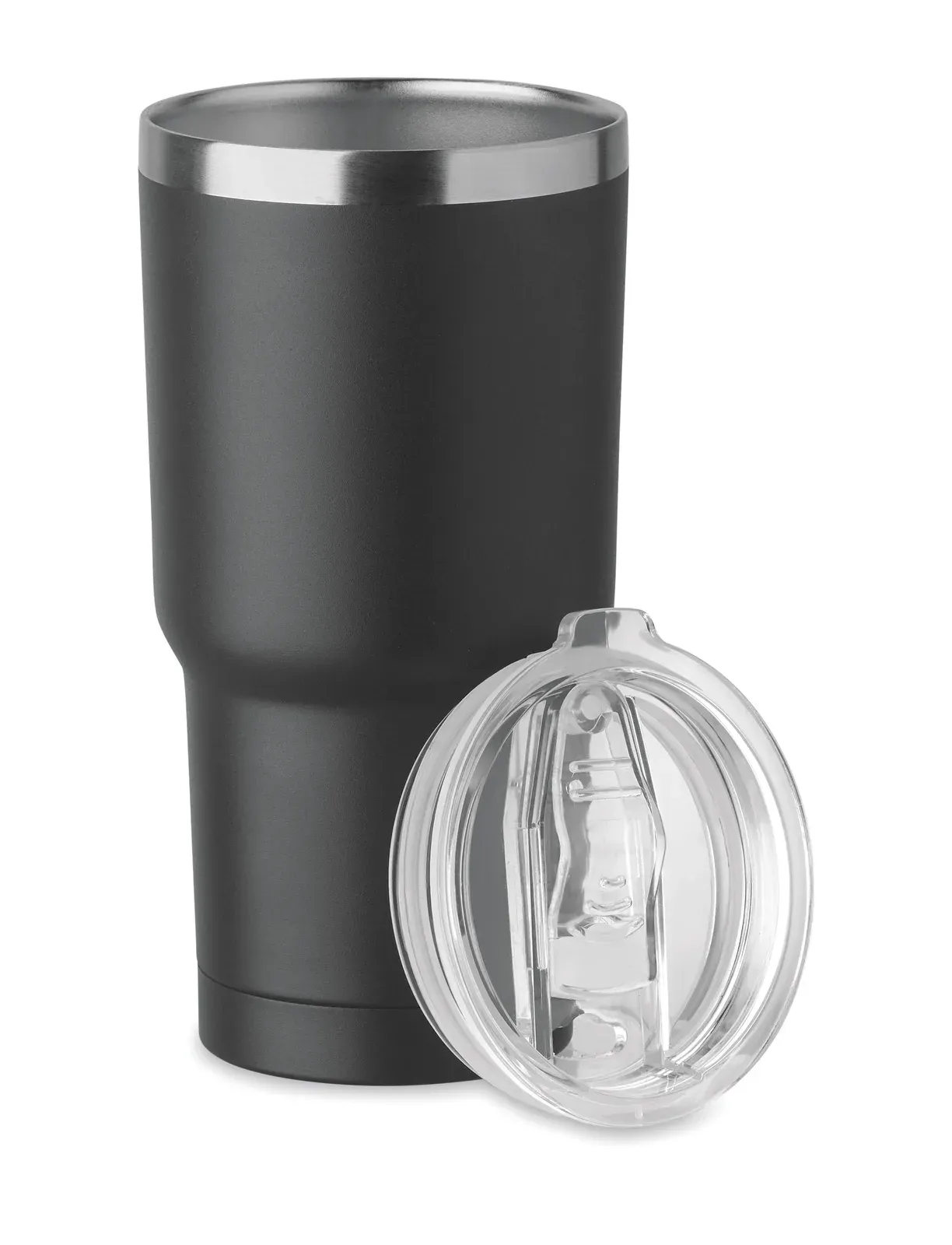Sum – Double Wall in Recycled Stainless Steel (90% Recycled Stainless Steel and 10% Stainless Steel) Tumbler with PP Lid — Black