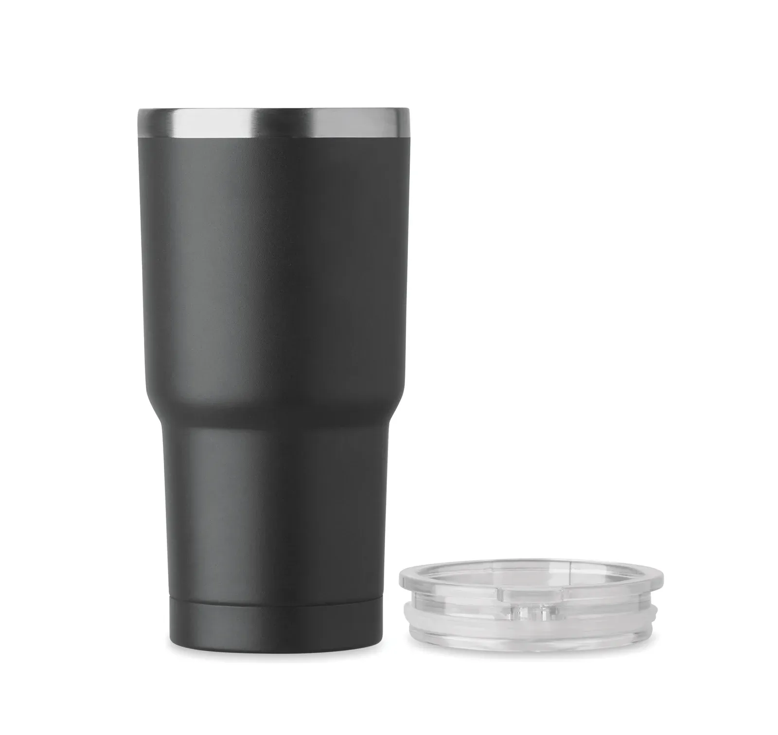Sum – Double Wall in Recycled Stainless Steel (90% Recycled Stainless Steel and 10% Stainless Steel) Tumbler with PP Lid — Black