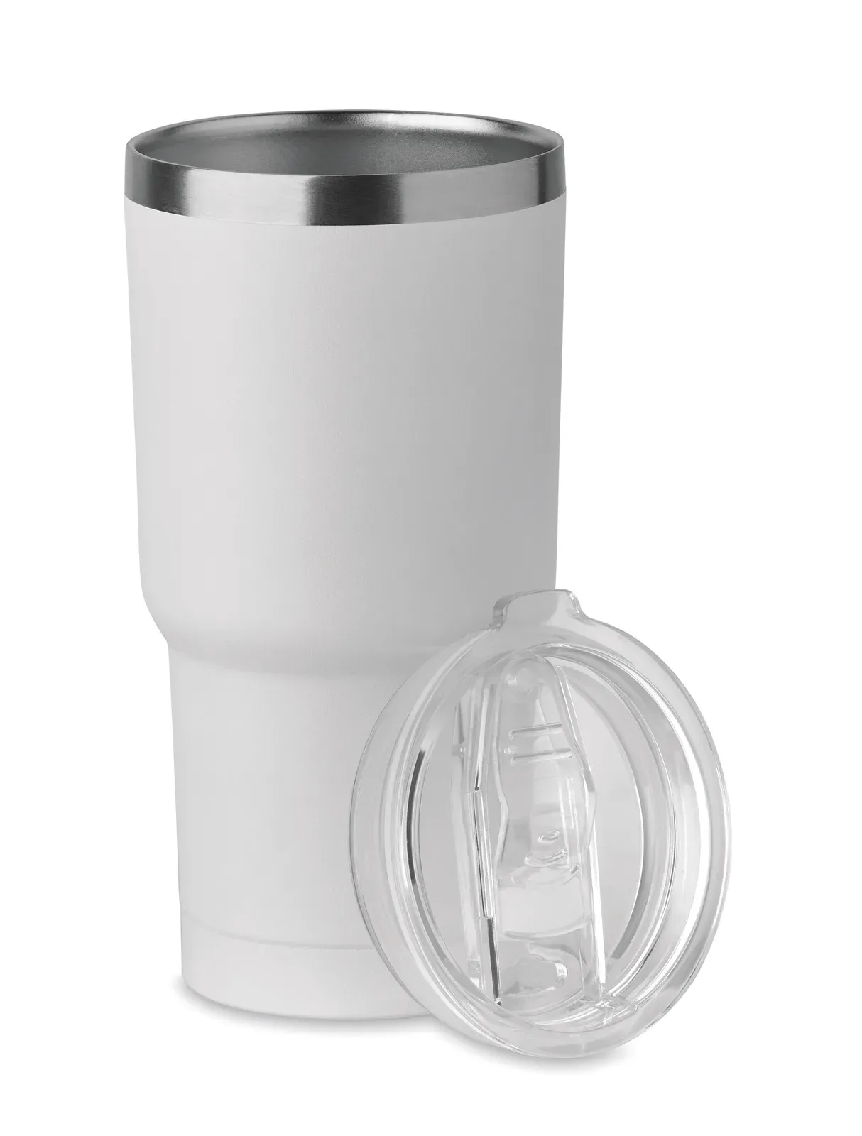 Sum – Double Wall in Recycled Stainless Steel (90% Recycled Stainless Steel and 10% Stainless Steel) Tumbler with PP Lid — White