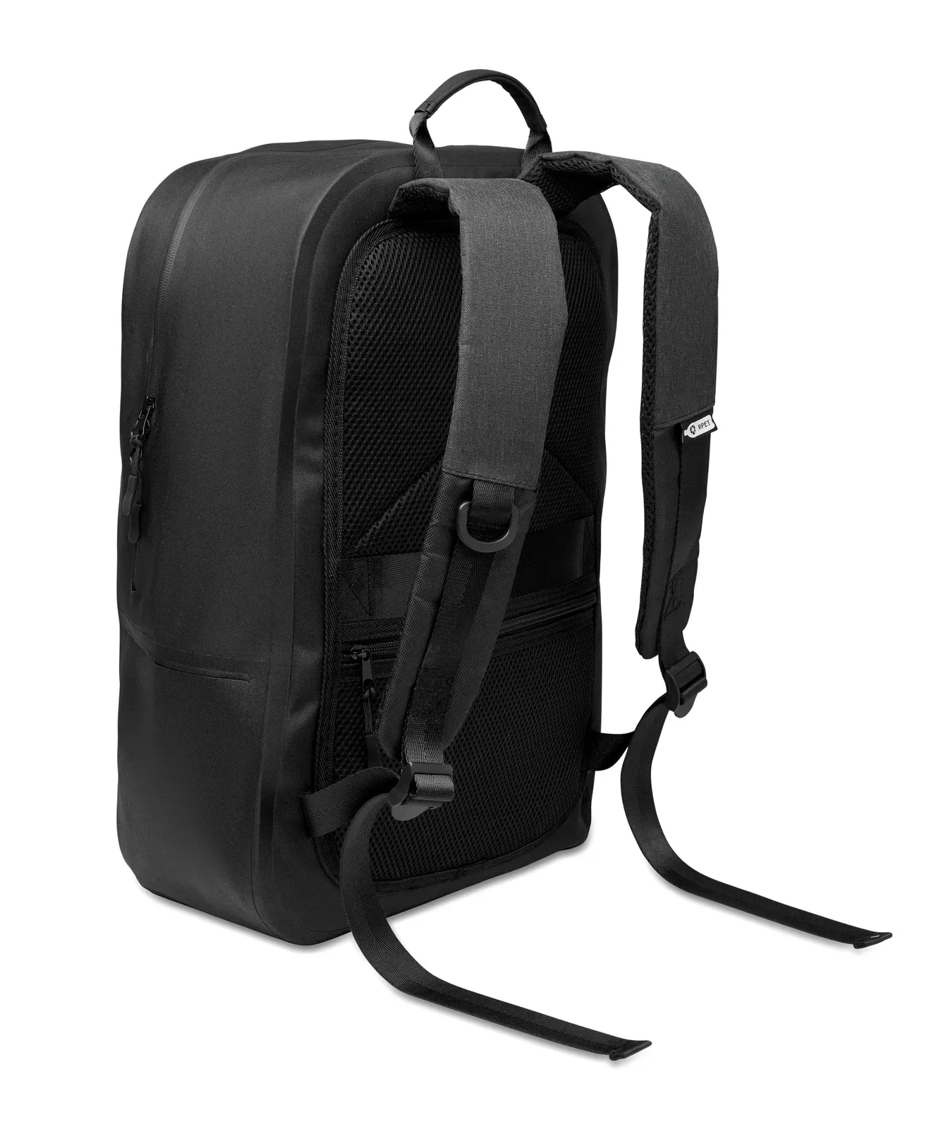 RPET Laptop Backpack Brenna with Zippered Pocket 32X15,5X47,5 cm — Black