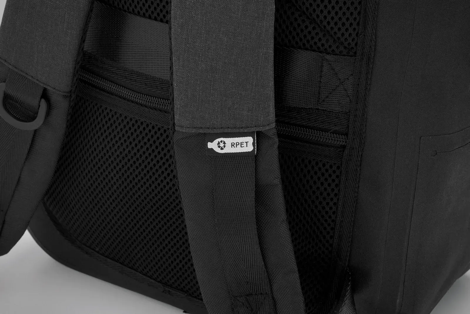 RPET Laptop Backpack Brenna with Zippered Pocket 32X15,5X47,5 cm — Black