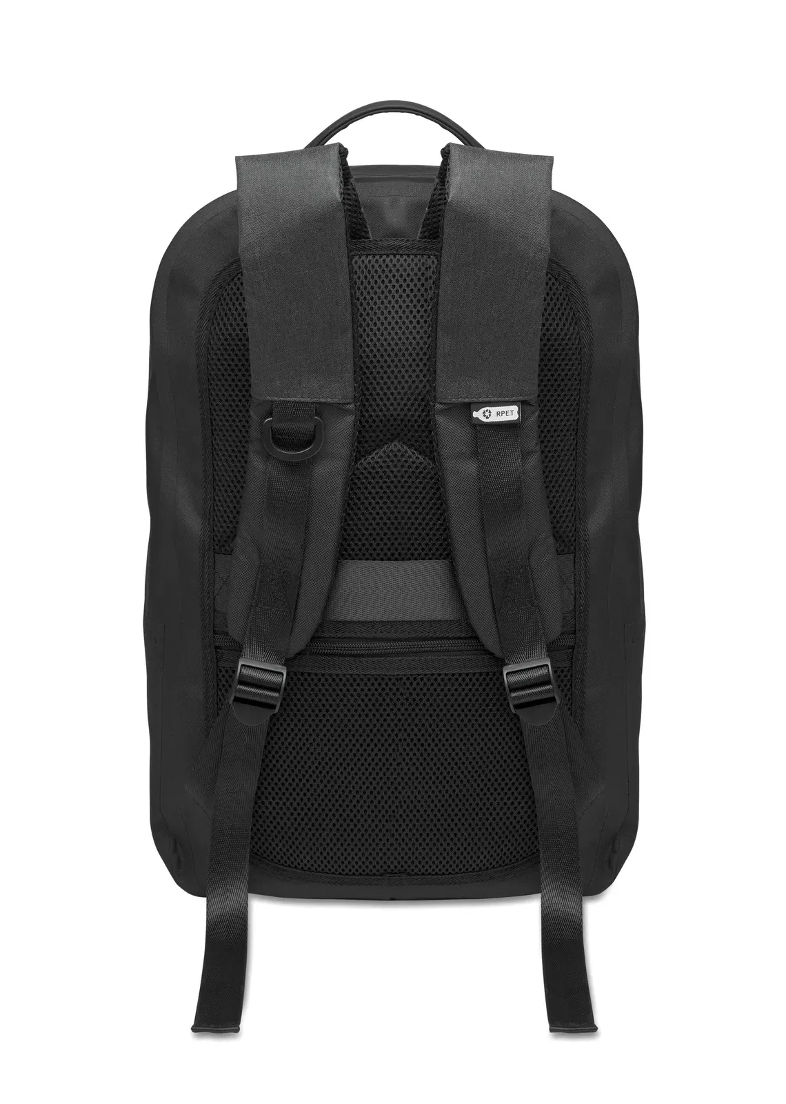 RPET Laptop Backpack Brenna with Zippered Pocket 32X15,5X47,5 cm — Black