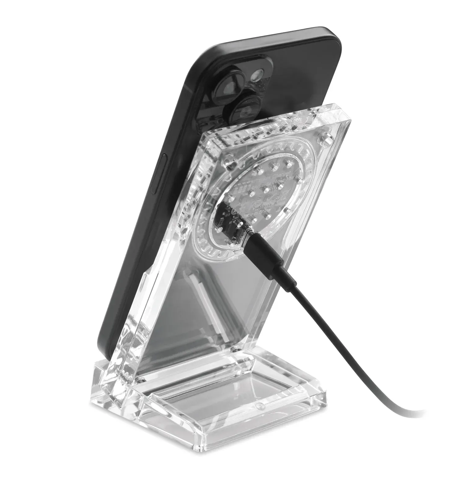 Cryl 15W Acrylic Wireless Charger with Phone Stand — Transparent