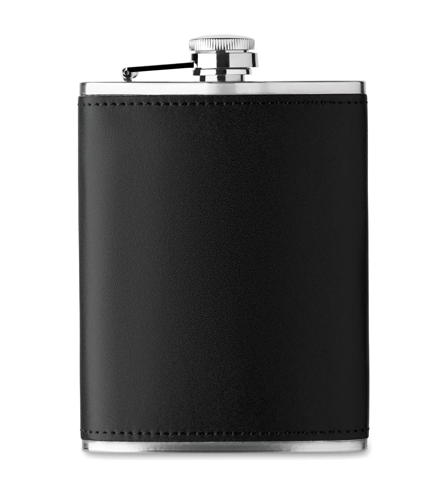 Slimmy – Slim Hip Flask in Stainless Steel with PU-Leather Cover — Black