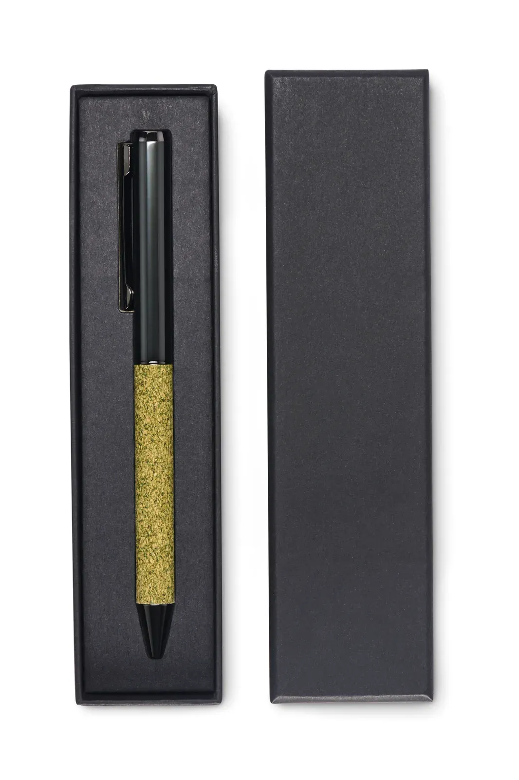 Chippewa Pen – Twist Metal Ballpen with Cork & Tea Grounds Fabric Barrel — Green