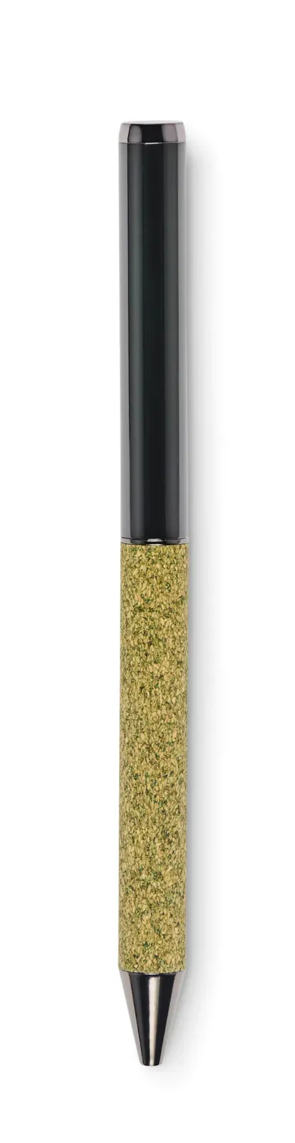 Chippewa Pen – Twist Metal Ballpen with Cork & Tea Grounds Fabric Barrel — Green
