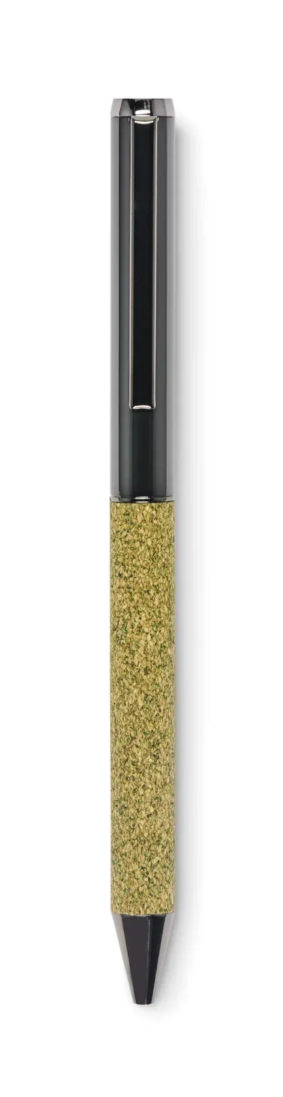 Chippewa Pen – Twist Metal Ballpen with Cork & Tea Grounds Fabric Barrel — Green