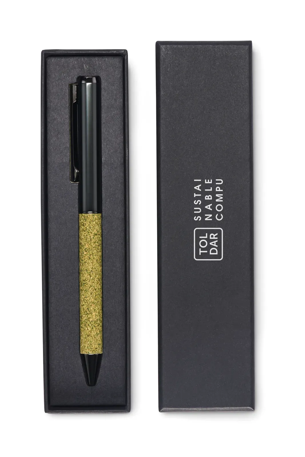 Chippewa Pen – Twist Metal Ballpen with Cork & Tea Grounds Fabric Barrel — Green