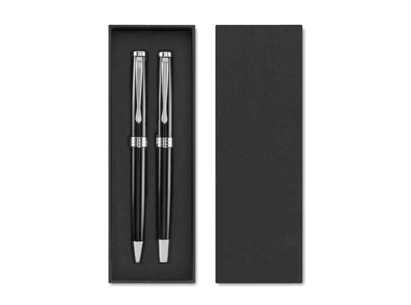 Lyon Set Recycled Stainless Steel Pen Duo – Gift Boxed — Black