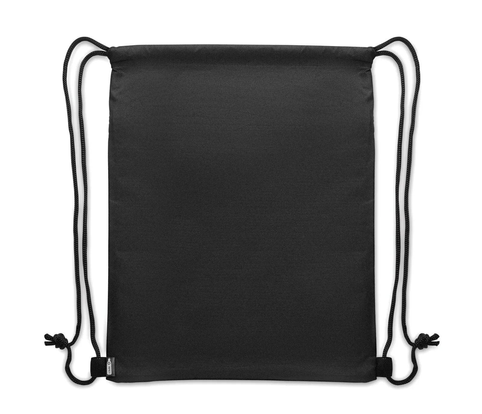 RPET Drawstring Bag Bangkok Bag with Zippered Pocket 33X42 cm — Black