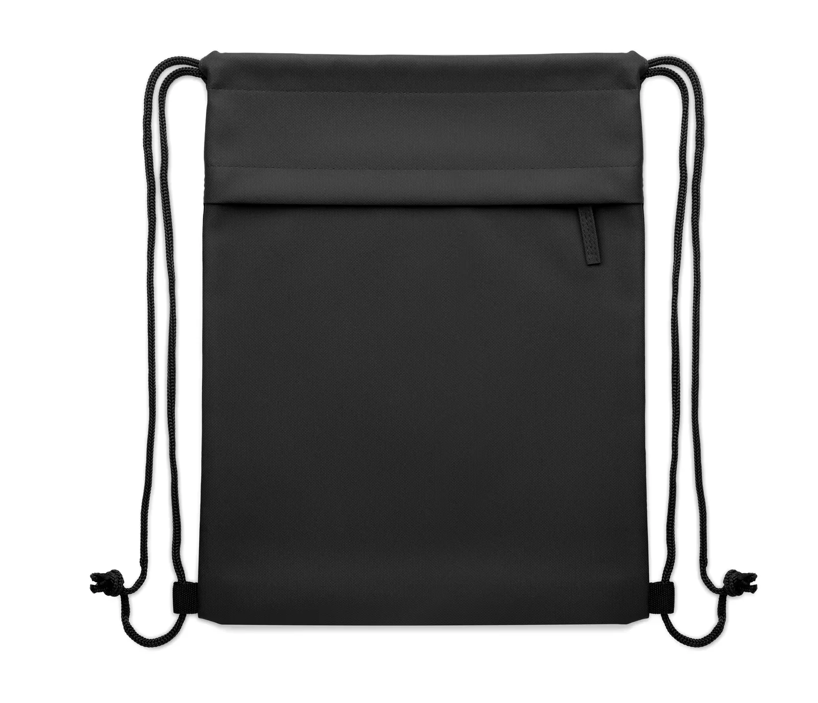 RPET Drawstring Bag Bangkok Bag with Zippered Pocket 33X42 cm — Black