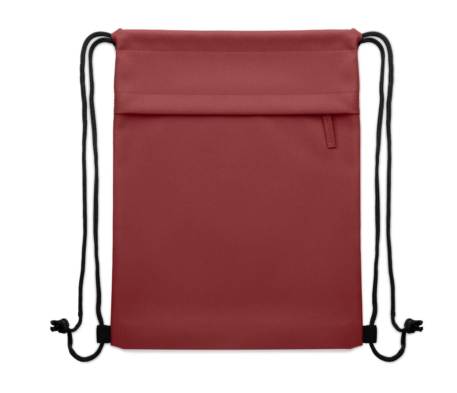 RPET Drawstring Bag Bangkok Bag with Zippered Pocket 33X42 cm — Burgundy
