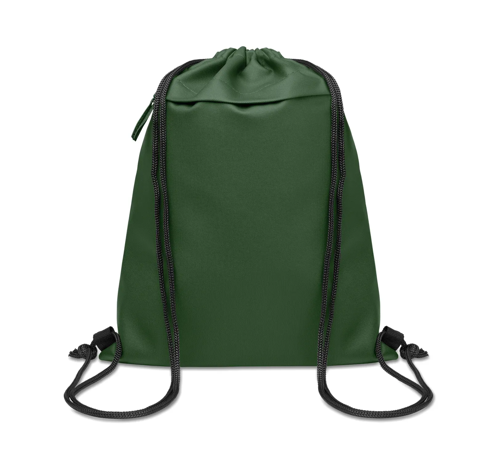 RPET Drawstring Bag Bangkok Bag with Zippered Pocket 33X42 cm — Dark Green