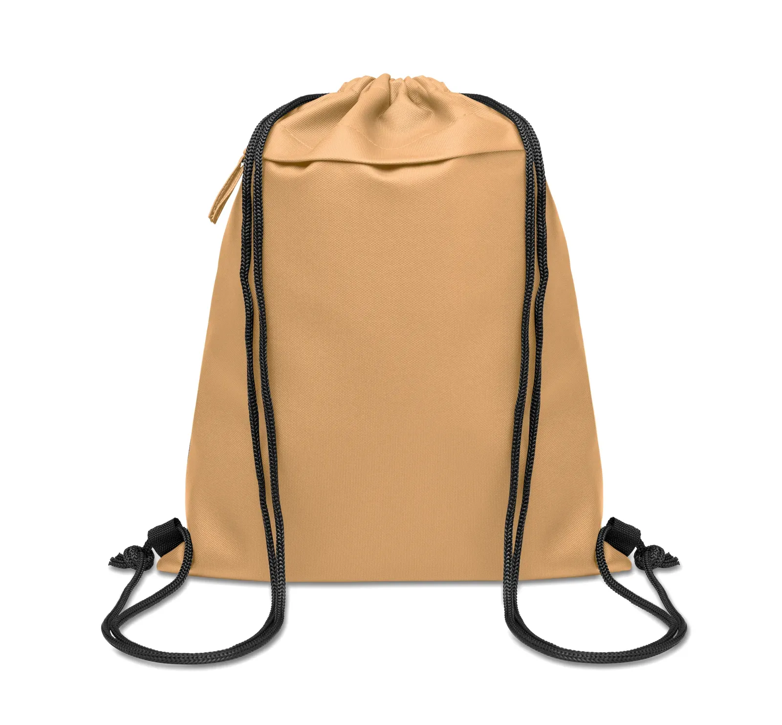 RPET Drawstring Bag Bangkok Bag with Zippered Pocket 33X42 cm — Khaki