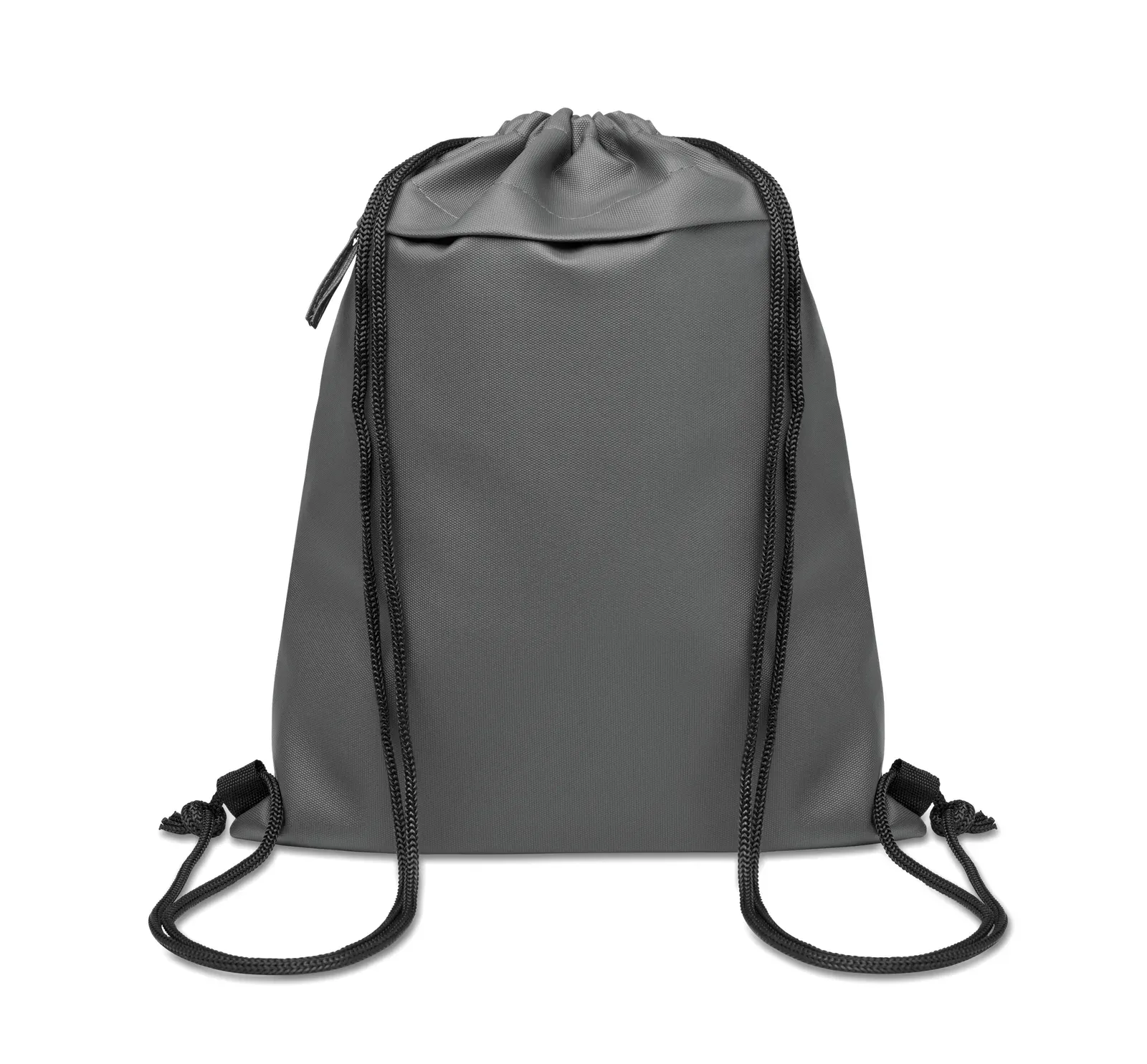 RPET Drawstring Bag Bangkok Bag with Zippered Pocket 33X42 cm — Stone Grey