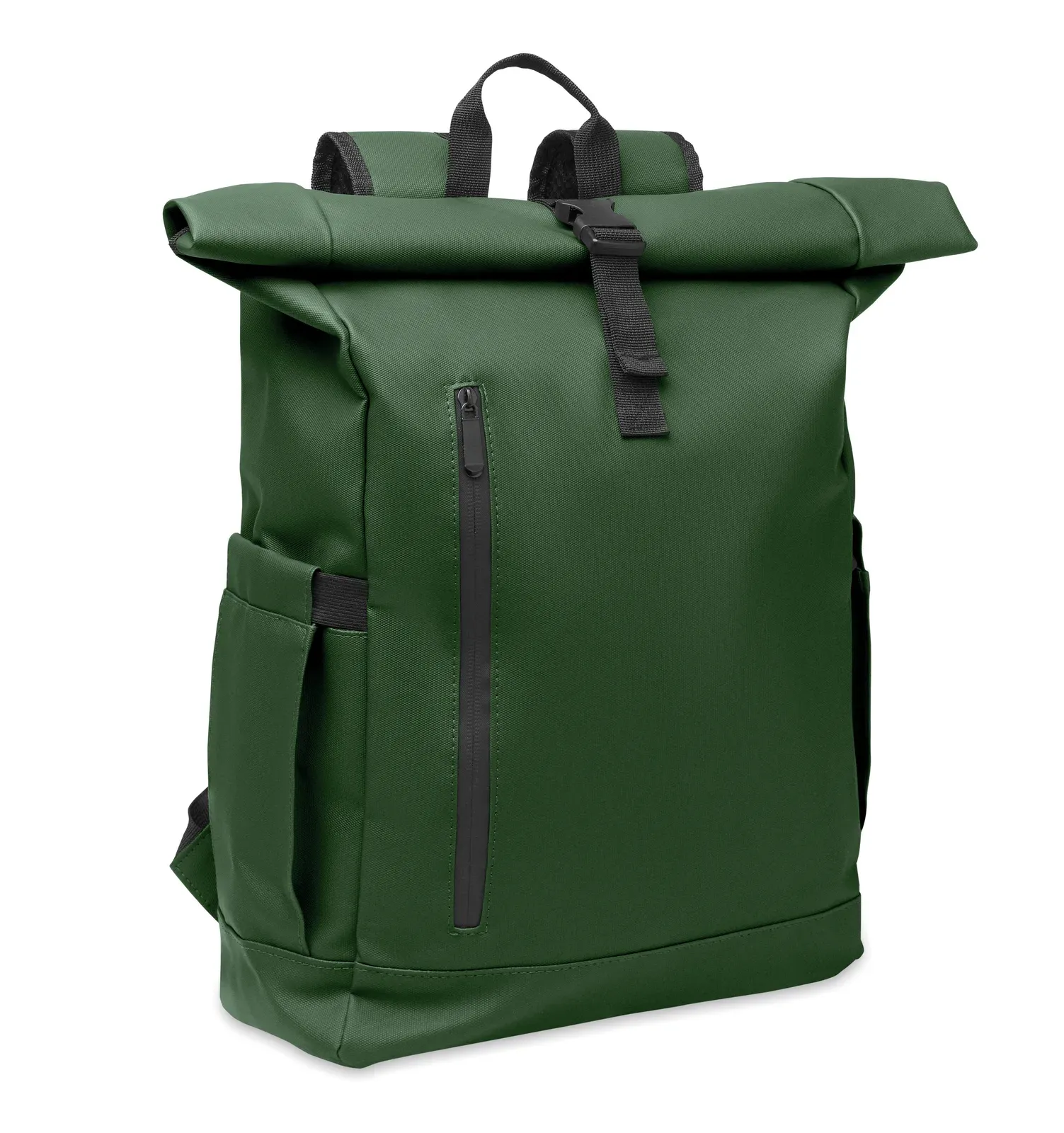 RPET Laptop Backpack Bangkok Roll with Zippered Pocket 30X25X57 cm — Dark Green