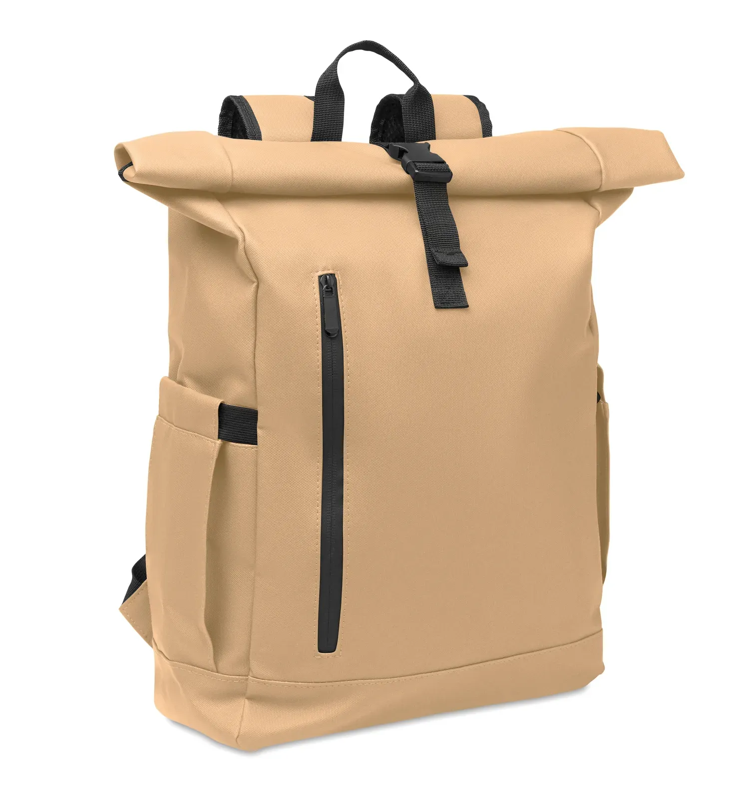 RPET Laptop Backpack Bangkok Roll with Zippered Pocket 30X25X57 cm — Khaki
