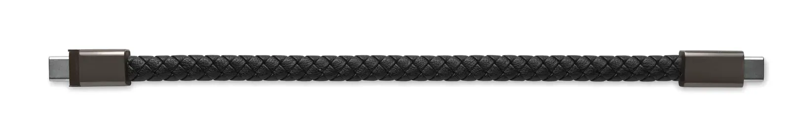 Fauleti Charge 60W Charging Cable Bracelet – PU with Zinc Alloy Braid — Black