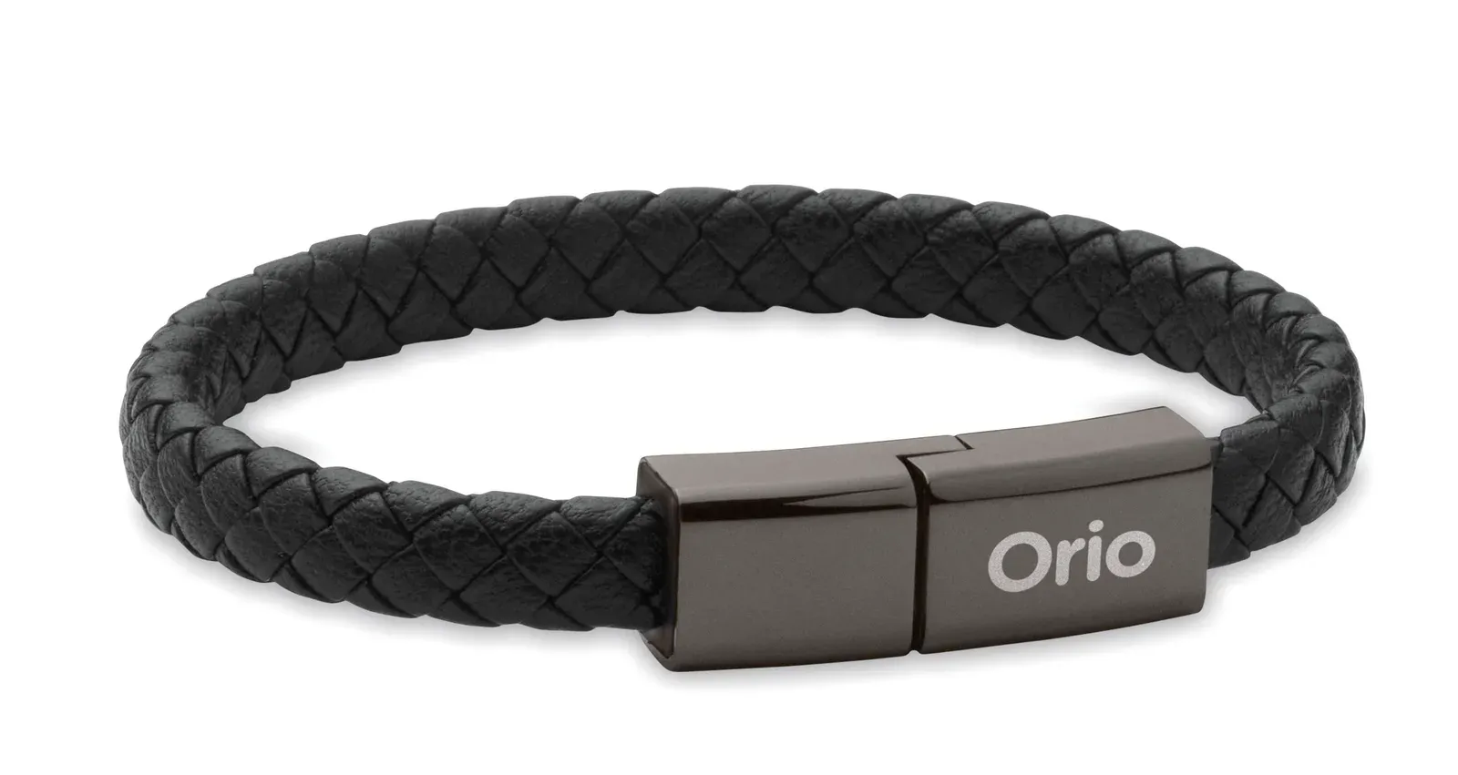 Fauleti Charge 60W Charging Cable Bracelet – PU with Zinc Alloy Braid — Black
