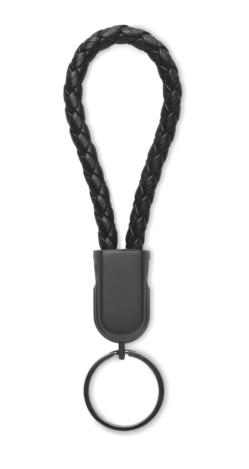 Fauleti Loop 60W Charging Cable Keyring – PU with Zinc Alloy Braid — Black