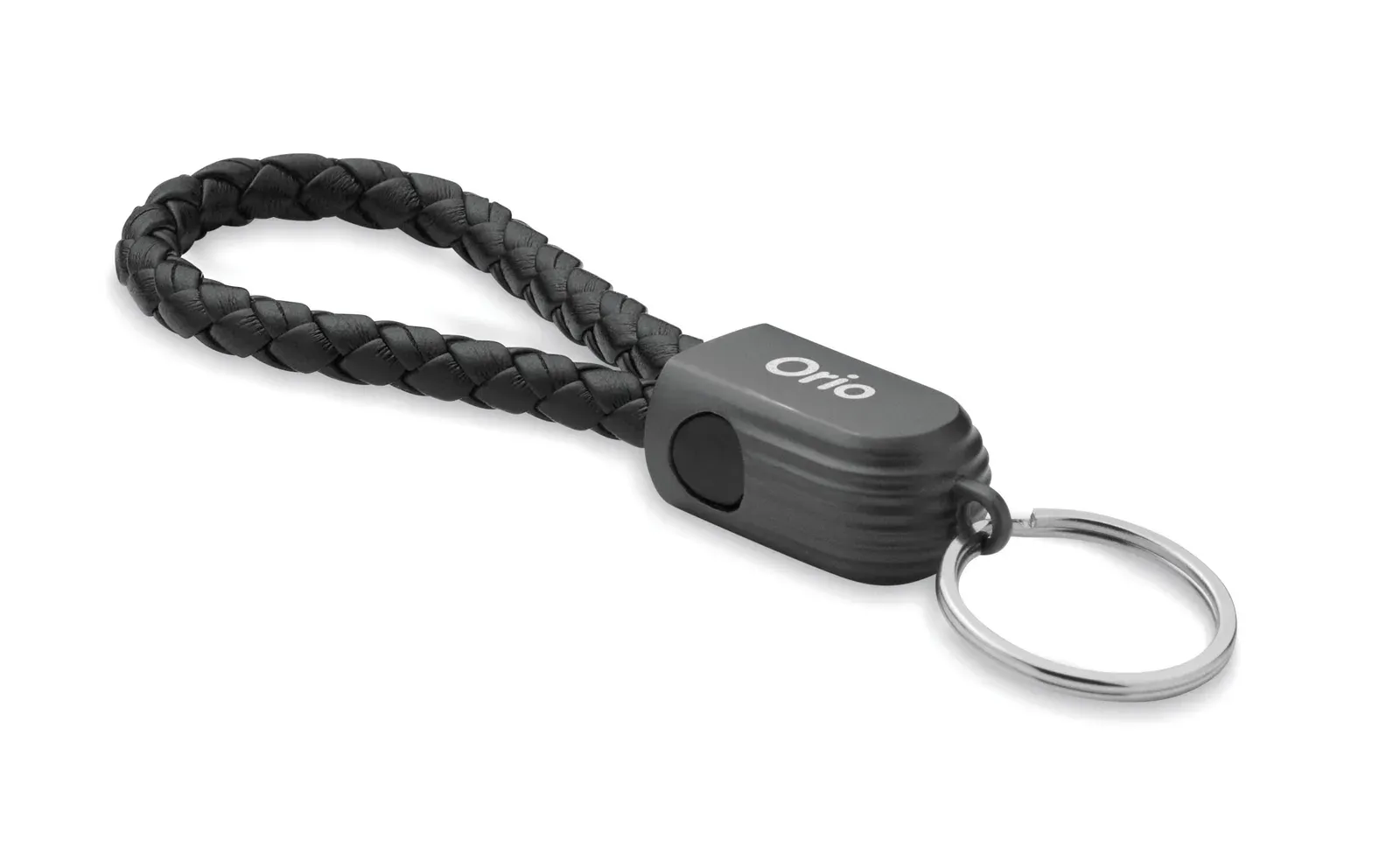 Fauleti Loop 60W Charging Cable Keyring – PU with Zinc Alloy Braid — Black