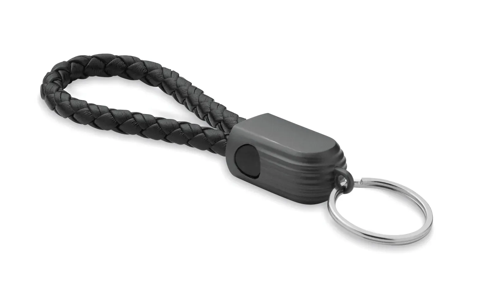 Fauleti Loop 60W Charging Cable Keyring – PU with Zinc Alloy Braid — Black