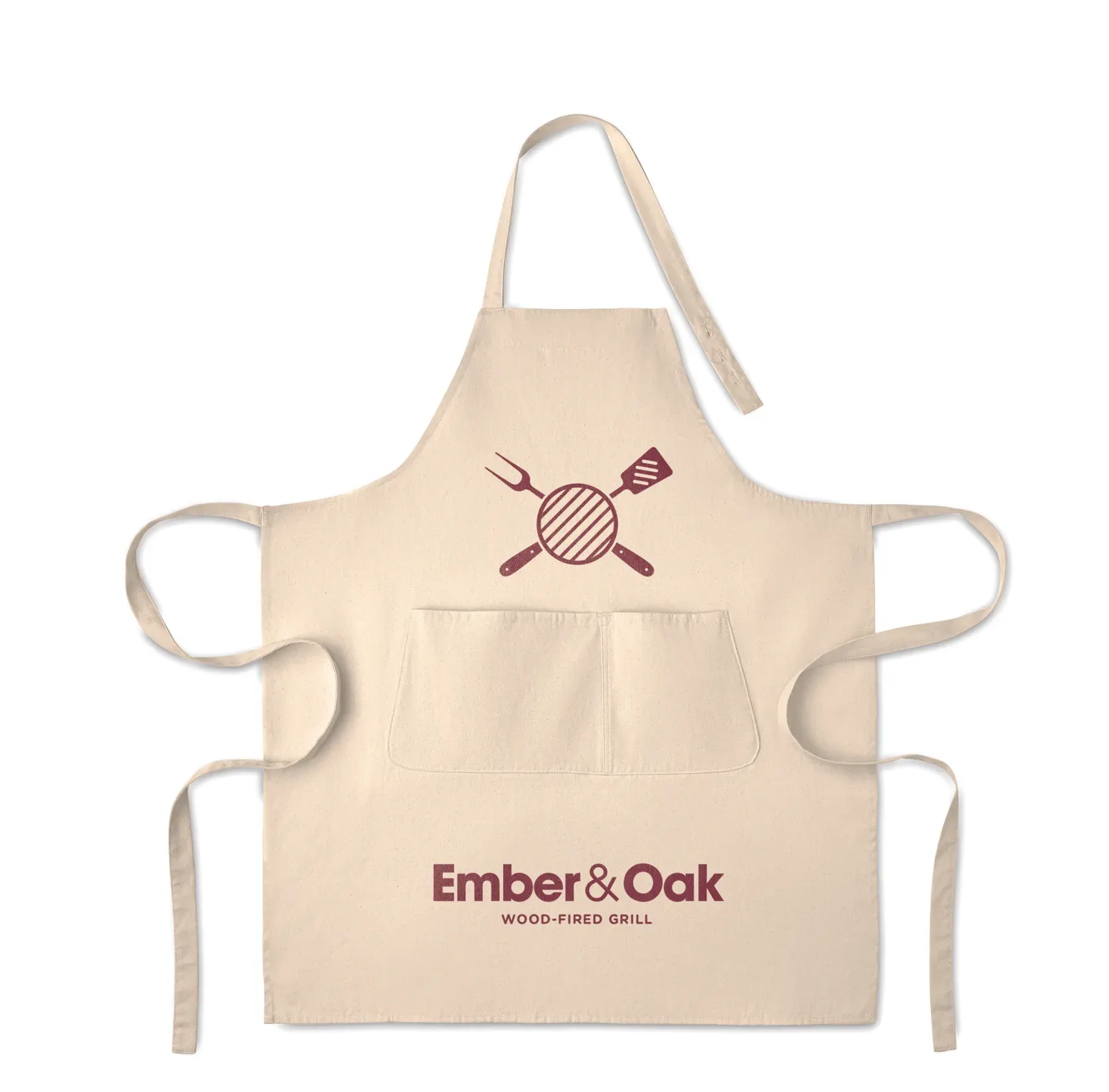 Gamma Colour – Adjustable Bib Apron with 1 Large Front Pocket with 2 Compartments in Organic Cotton — Beige
