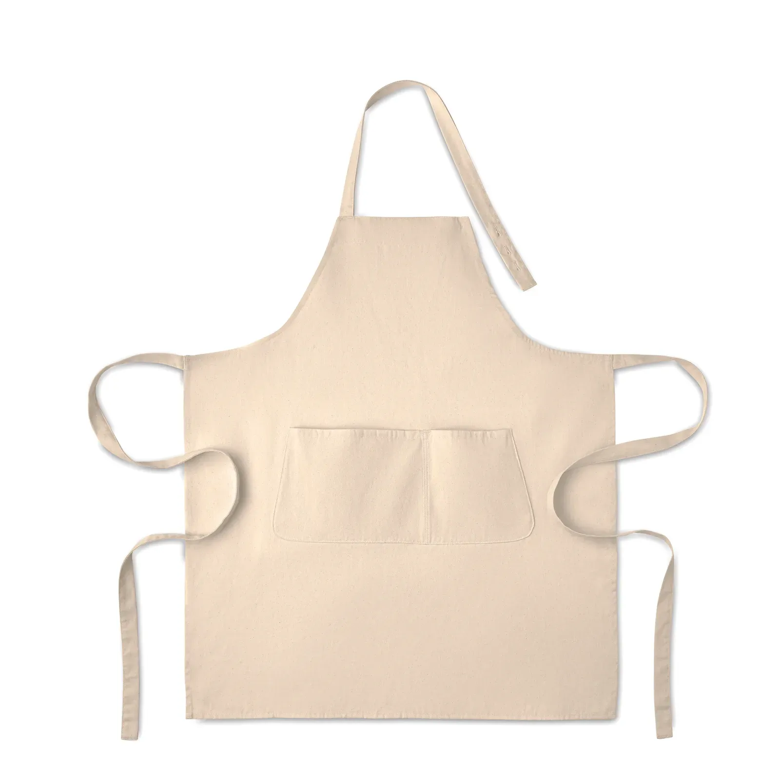 Gamma Colour – Adjustable Bib Apron with 1 Large Front Pocket with 2 Compartments in Organic Cotton — Beige