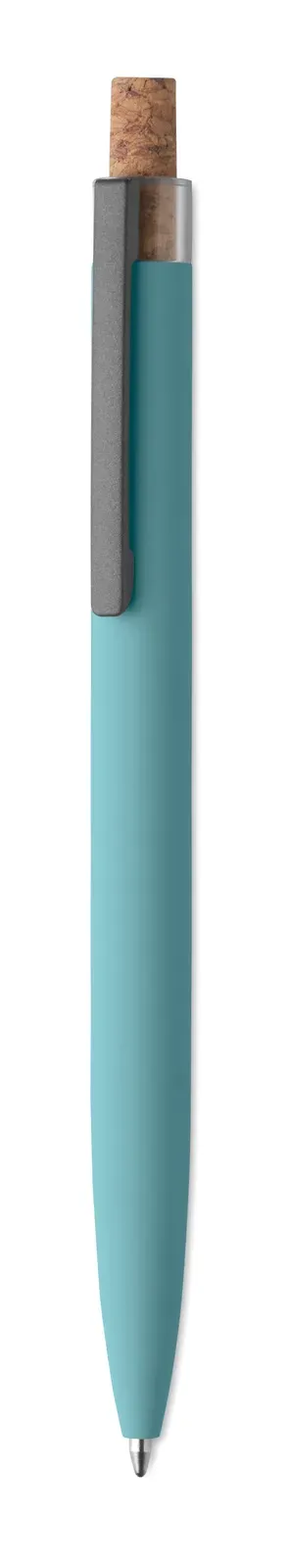 Bergamo+ Recycled Aluminium Pen – Cork Detail Button — Baby Blue