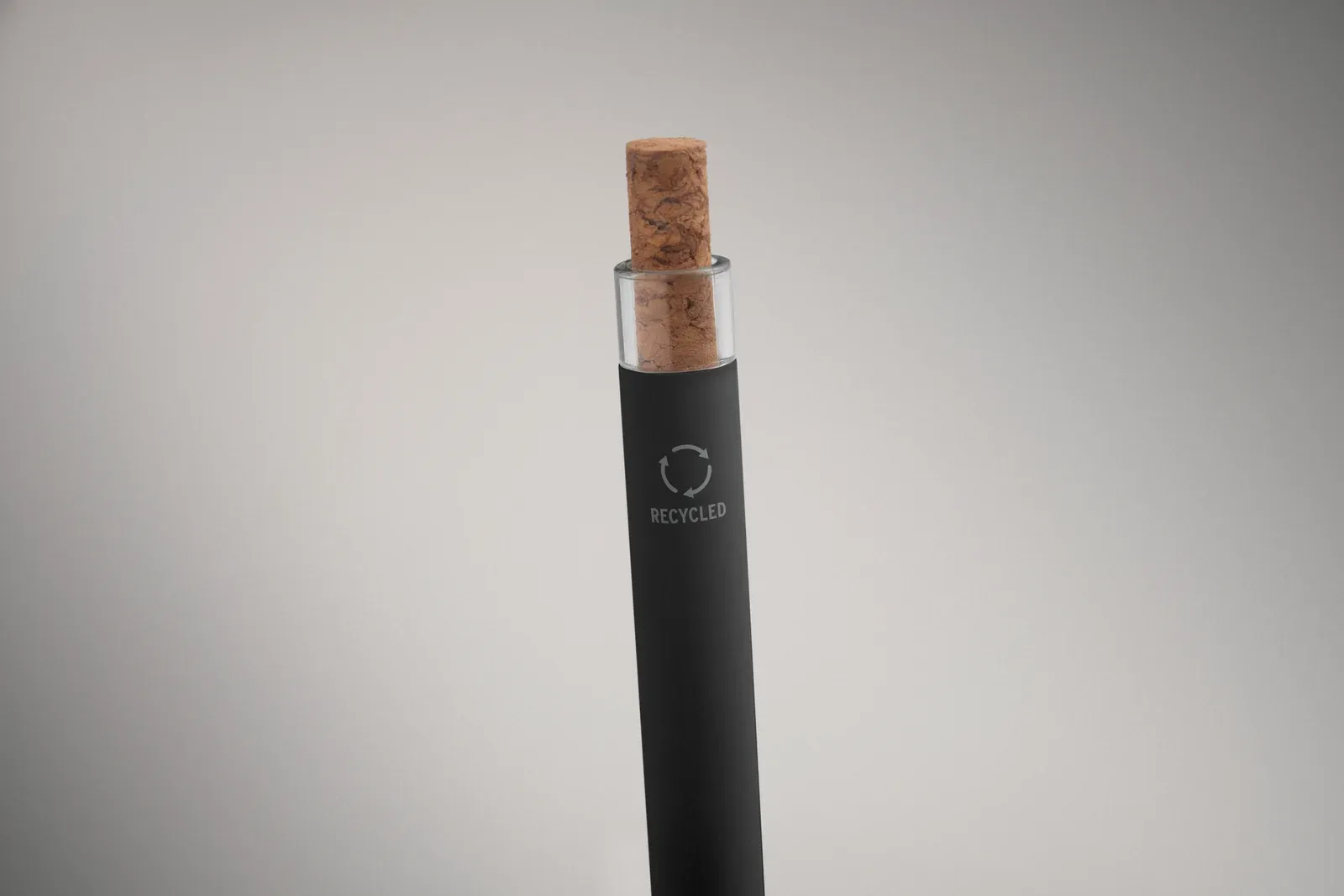 Bergamo+ Recycled Aluminium Pen – Cork Detail Button — Black