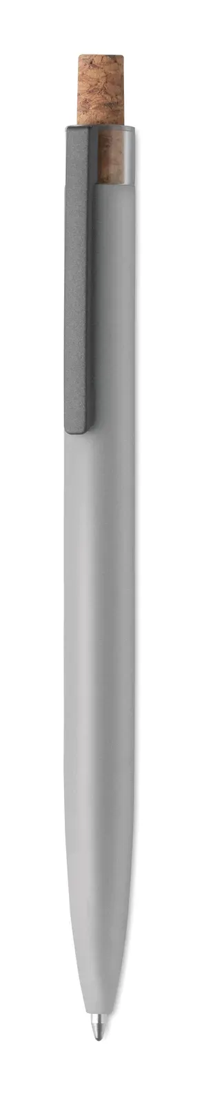 Bergamo+ Recycled Aluminium Pen – Cork Detail Button — Matt Silver