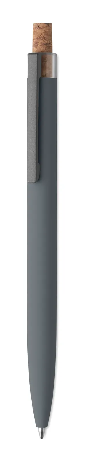 Bergamo+ Recycled Aluminium Pen – Cork Detail Button — Stone Grey