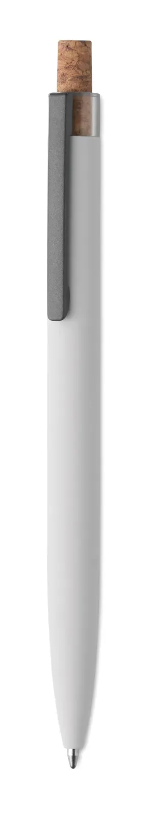 Bergamo+ Recycled Aluminium Pen – Cork Detail Button — White