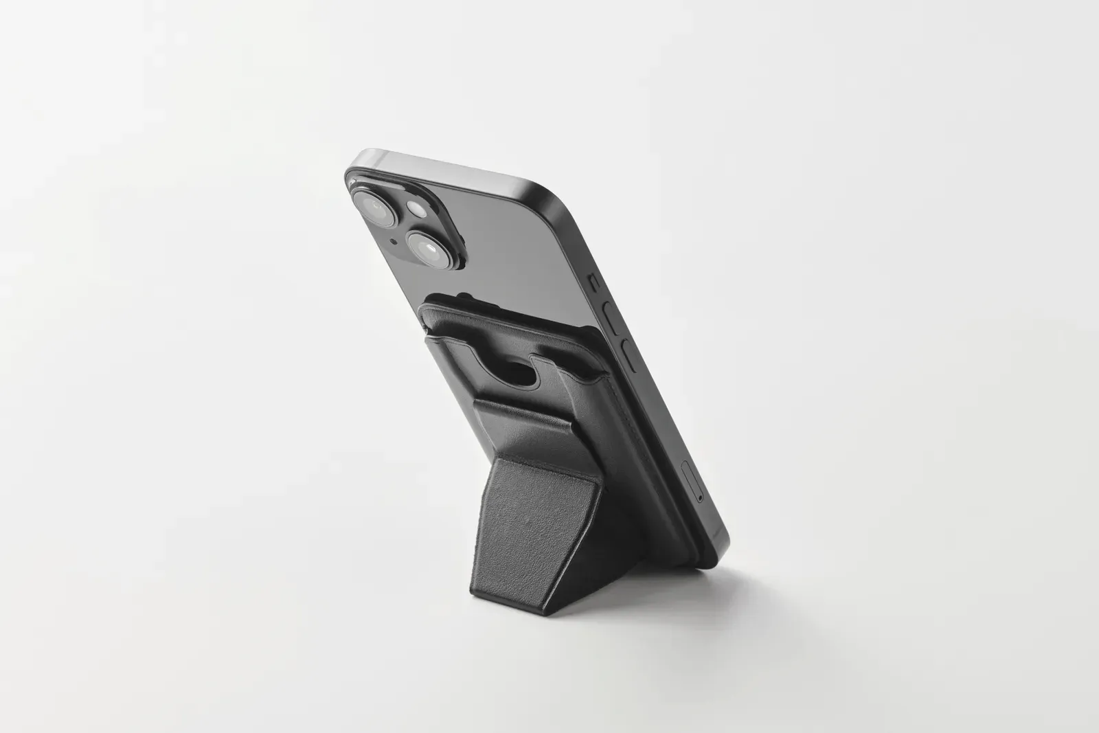 Leamag PU Leather Phone Card Holder – 2 Cards with Magnetic Stand — Black