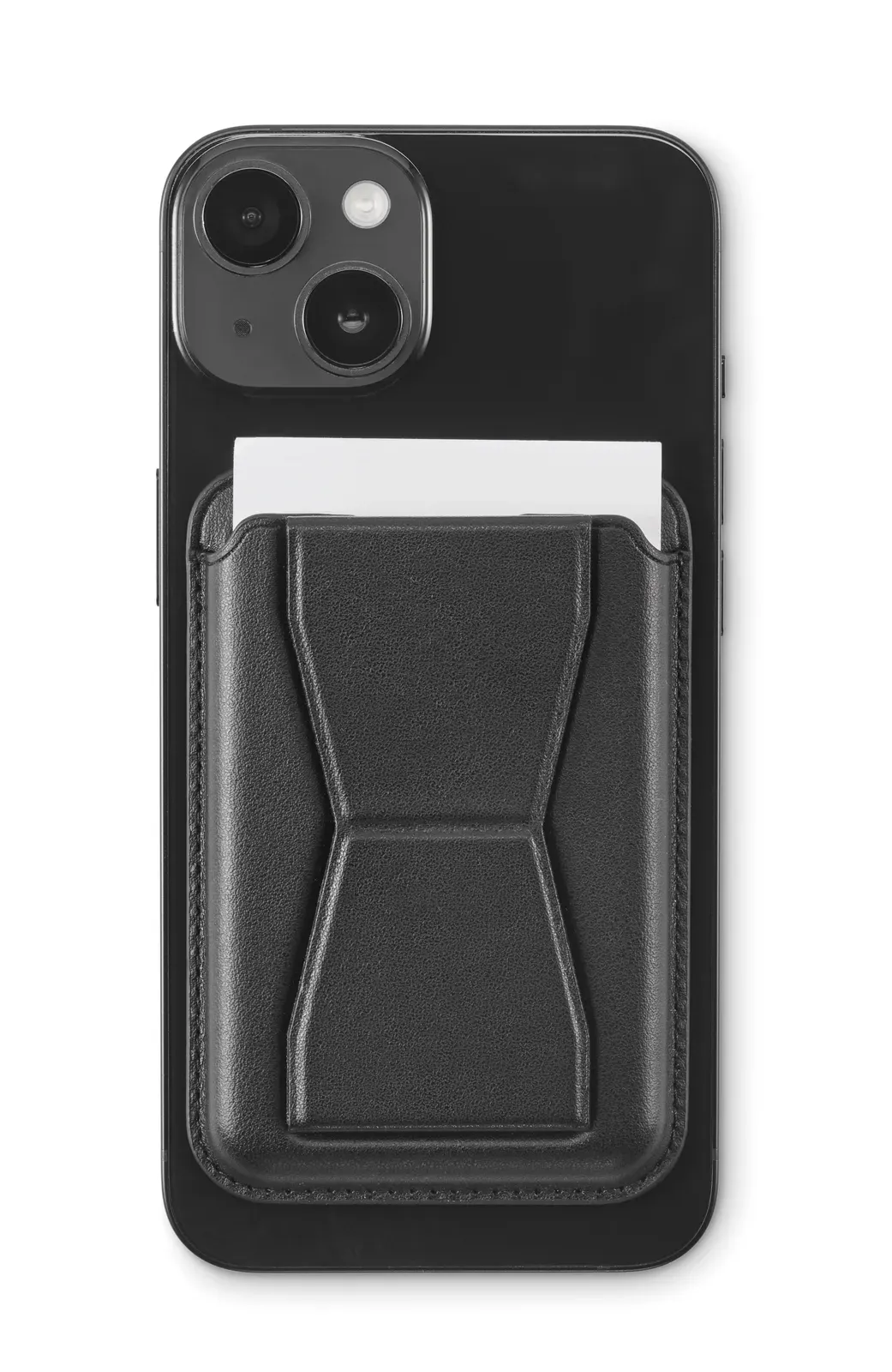 Leamag PU Leather Phone Card Holder – 2 Cards with Magnetic Stand — Black