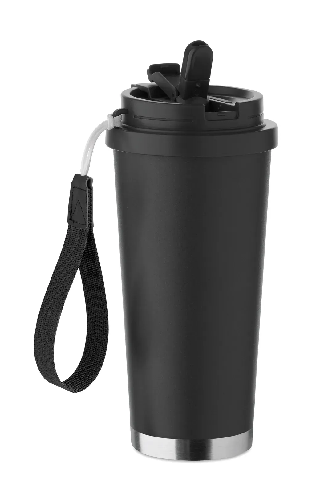 Topaz Large – Double Wall 90% Recycled Stainless Steel (90% Recycled Stainless and 10% Stainless Steel) Tumbler with PP Lid — Black