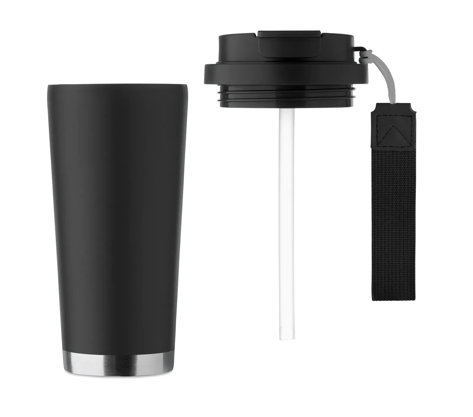Topaz Large – Double Wall 90% Recycled Stainless Steel (90% Recycled Stainless and 10% Stainless Steel) Tumbler with PP Lid — Black