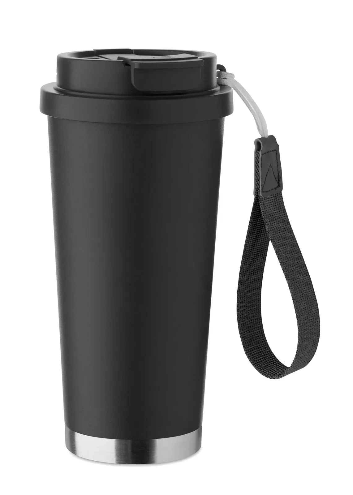 Topaz Large – Double Wall 90% Recycled Stainless Steel (90% Recycled Stainless and 10% Stainless Steel) Tumbler with PP Lid — Black